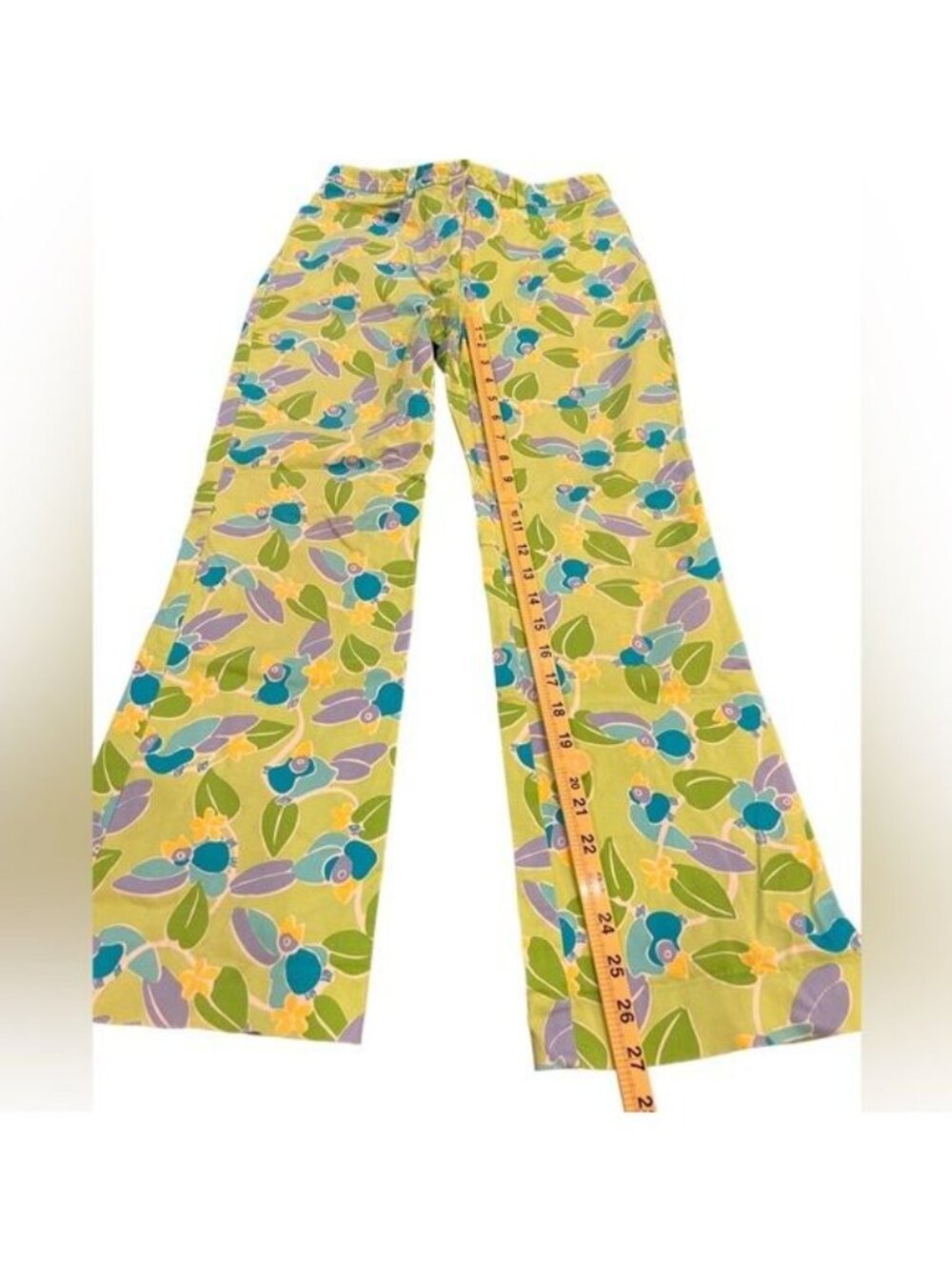 Lilly Pulitzer white label vintage pants size 2 Lime green with floral and birds - Picture 9 of 13